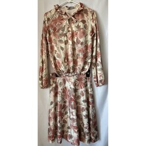 Vtg 70's RRRRuss Tog Blouse & Matching Midi Skirt Floral‎ Poly Jersey Keyhole